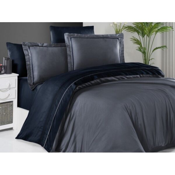 

Постельное белье First Choice. DELUXE Satin Serenity Dark Grey - Navy Blue-Евро