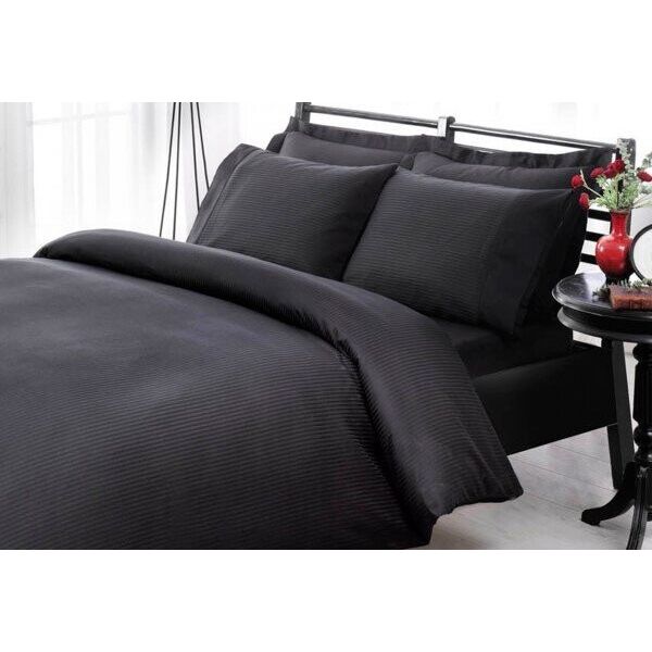 

Постельное белье Tac. Сатин Premium Basic Stripe Black-Евро