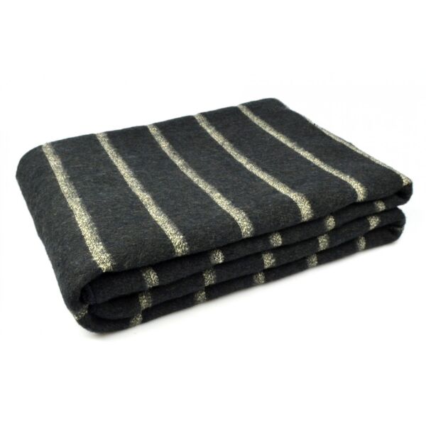 

Одеяло шерстяное тканое Homeline. Черное бежевая полоска-140х205
