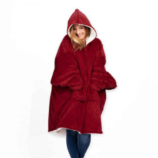 

Толстовка, халат домашний , плед с капюшоном и рукавами huggle hoodie - blanket бордовый