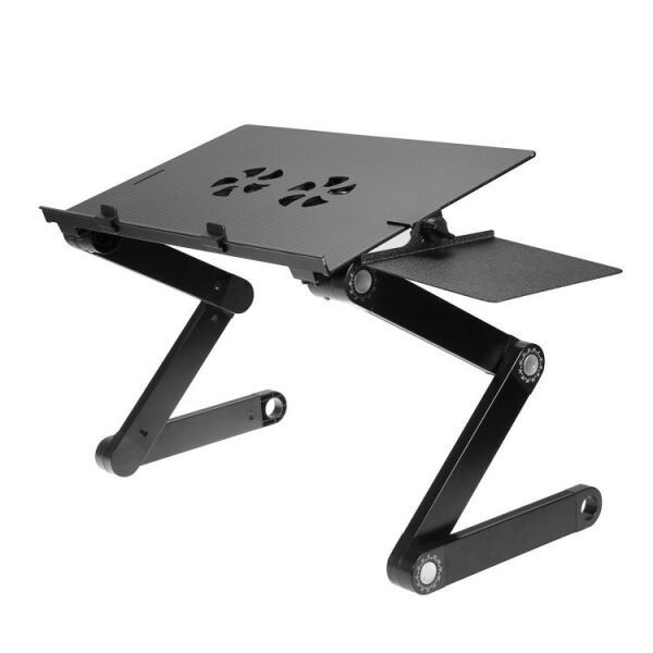 

Стол для ноутбука с вентилятором LAPTOP TABLE T8 столик с держателем для мышки и регулировкой высоты, черный