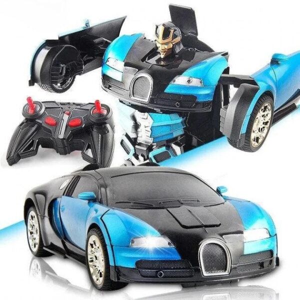 

Трансформер машинка WOW Bugatti Robot Car Автобот с пультом радиоуправляемая модель 1:12 Синия