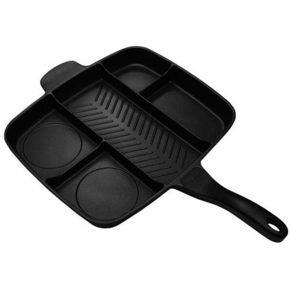 

Сковорода гриль универсальная из нержавеющей стали MAGIC PAN 32 x 28 см 5 секцій 5 в 1 Чорна