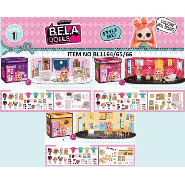 

Игровой набор кукла+мебель для домика BELA DOLLS в каждом наборе-2 варианта мебели, кукла-7.5см ,3вида микс,в