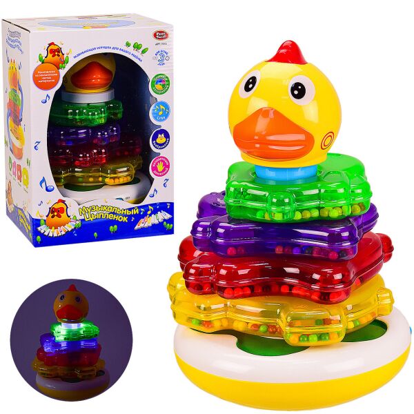 

Логика пирамидка JOY TOY 7015 "Музыкальный цыпленок" муз.свет.кор.18*16*26 ш.к./24/