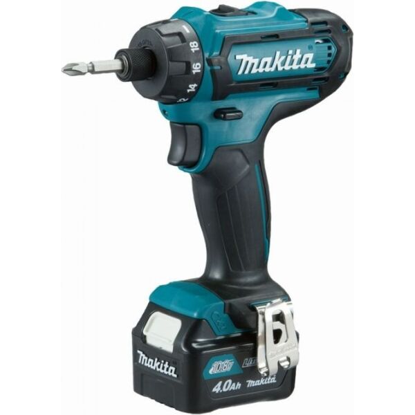 

Дрель-шуруповерт аккумуляторная Makita DF031DSME CXT, 10,8В Slider, 4Аг х 2шт, DC10SA, кейс, 30/14Нм