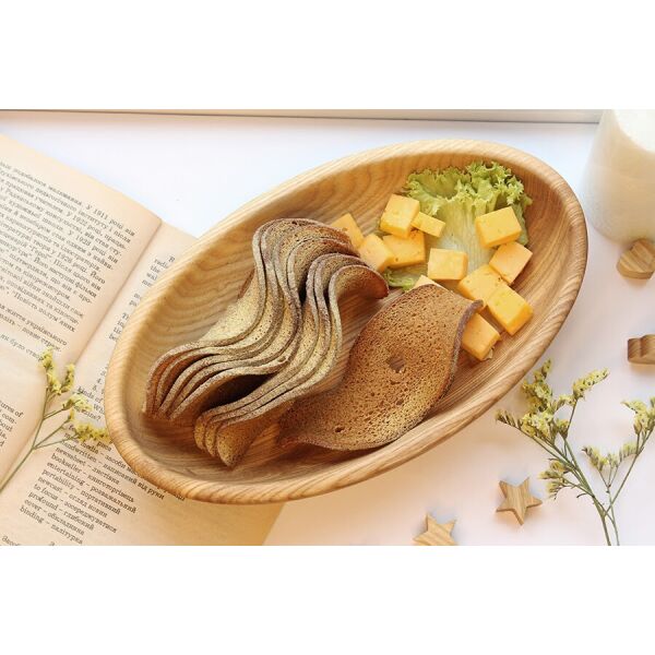 

Деревянная тарелка пиала для закусок сладостей хлеба ручной работы овальная 250х150х40 мм (77278-Нов)