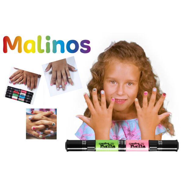 

Дитячий лак-олівець для нігтів Malinos Creative Nails на водній основі (2 кольори Морський хвилі + Рожевий)