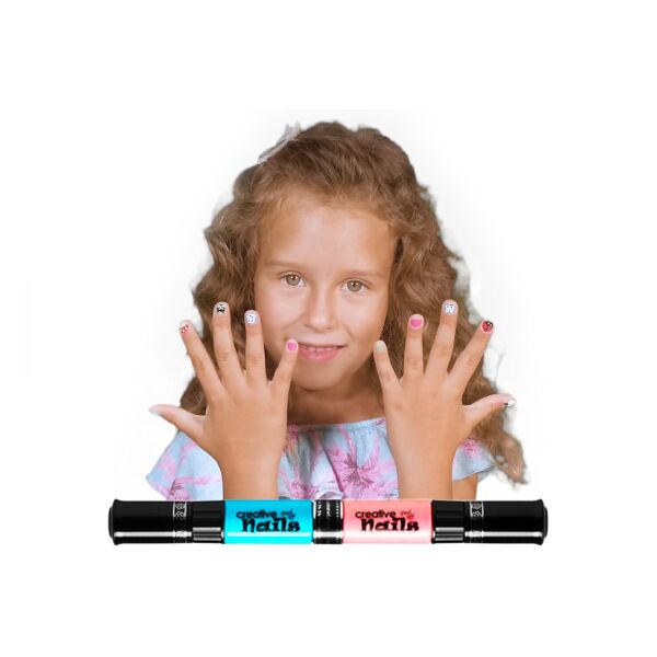 

Дитячий лак-олівець для нігтів Malinos Creative Nails на водній основі (2 кольори Соковитий блакитний + Нюд)