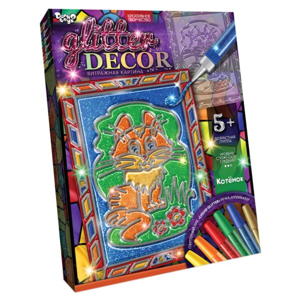 

Набор креативного творчества GD-01 Glitter Decor Витражная картина (Котик)