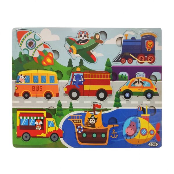 

Деревянная игрушка Пазлы MD 2561-2001/24, 30*22 см (Транспорт с самолетом)