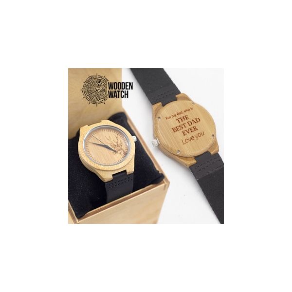 

Деревянные наручные часы ручной работы WoodenWatch Nature с индивидуальной гравировкой "The best dad ever"