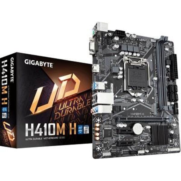 

Мат.плата 1200 (H410) Gigabyte H410M H, H410, 2xDDR4, VGA/HDMI, MicroATX
