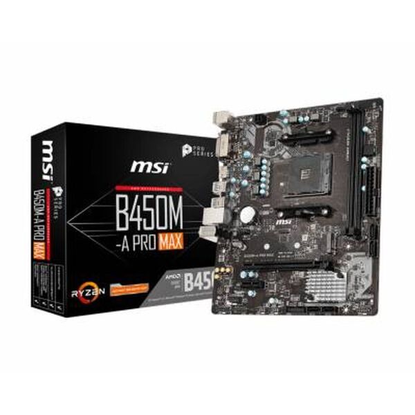 

Мат.плата AM4 (B450) MSI B450M-A PRO MAX, 2xDDR4, DVI-D/HDMI, mATX