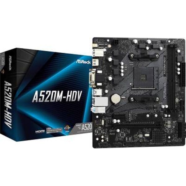 

Мат.плата AM4 (A520) ASRock A520M-HDV VGA/DVI-D/HDMI, MicroATX