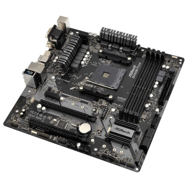 

Мат.плата AM4 (B450) AsRock B450M Pro4, B450, 4xDDR4, CrossFire, VGA/HDMI/DP, mATX