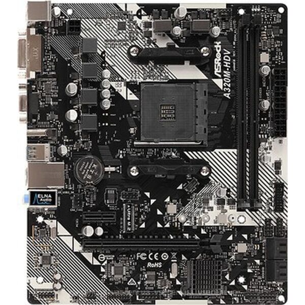 

Мат.плата AM4 (A320) AsRock A320M-HDV R4.0, A320, 2xDDR4, VGA/DVI-D/HDMI, mATX
