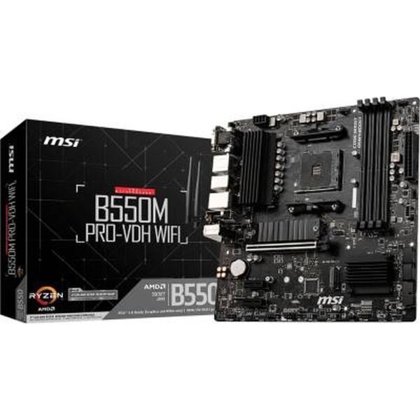 

Мат. плата AM4 (B550) MSI B550M PRO-VDH Wi-Fi, 4xDDR4, VGA/ DP/ HDMI, MicroATX
