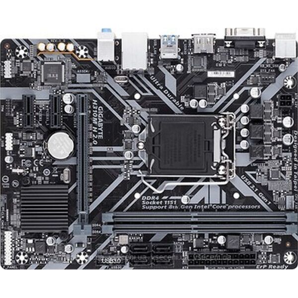 

Мат.плата 1151 (H310) Gigabyte H310M H 2.0, H310, 2xDDR4, Int.Video(CPU), 4xSATA3, 1xPCI-E 16x 3.0,