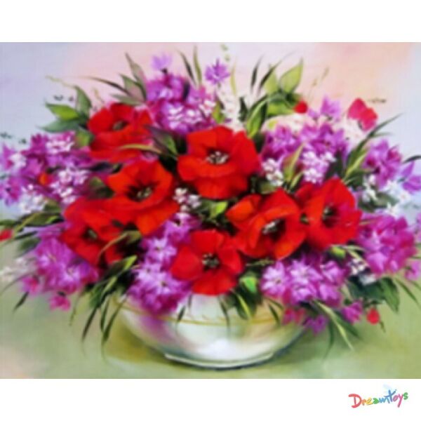

Алмазная мозаика с рамкой "Пышный букет"30*40