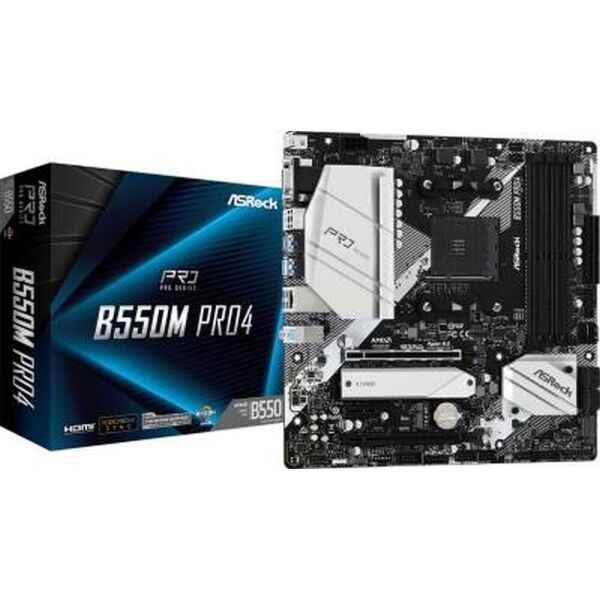 

Мат.плата AM4 (B550) ASRock B550M Pro4, VGA/HDMI/DP, MicroATX