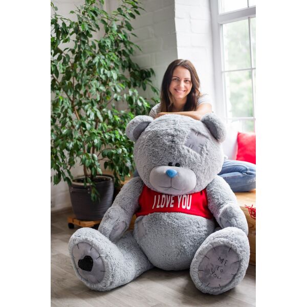 

Мишка с латками плюшевый в футболке Yarokuz Me To You 160 см Серый