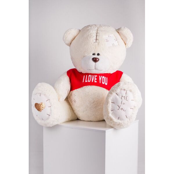 

Мишка с латками плюшевый в футболке Yarokuz Me To You 160 см Молочный