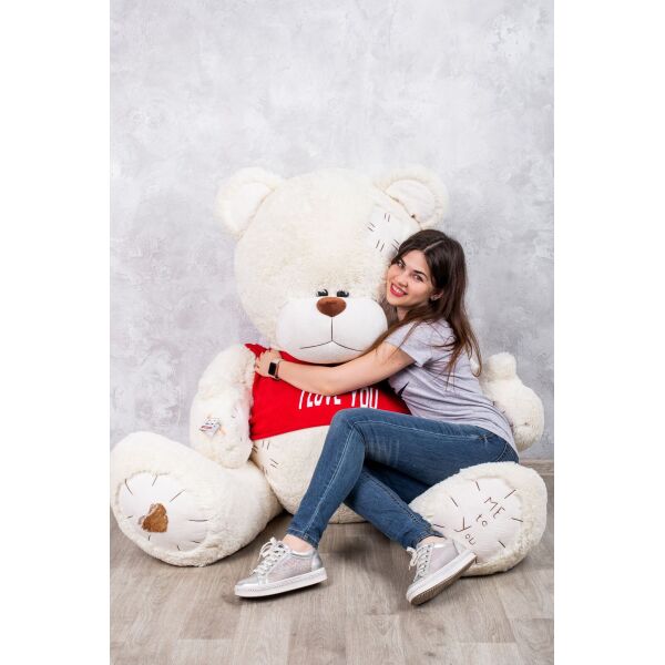 

Мишка с латками плюшевый в футболке Yarokuz Me To You 200 см Молочный