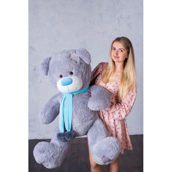 

Мишка с латками плюшевый Yarokuz Джозеф 140 см Серый