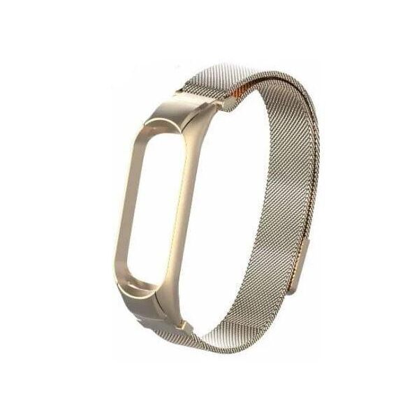 

Металлический ремешок для фитнес браслета Mi Band 3 Gold