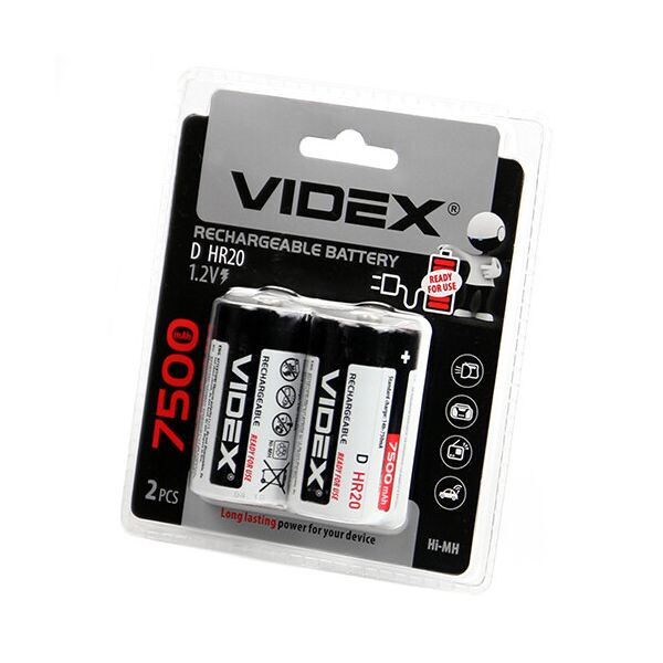 

Аккумулятор VIDEX D/HR20 7500mAh блистер 2шт Ni-MH