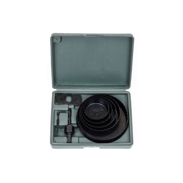 

Набор корончатых фрез по дереву и гипсокартону Polax 8 ед. 64mm 76mm 89mm 102mm 127mm (41-001)