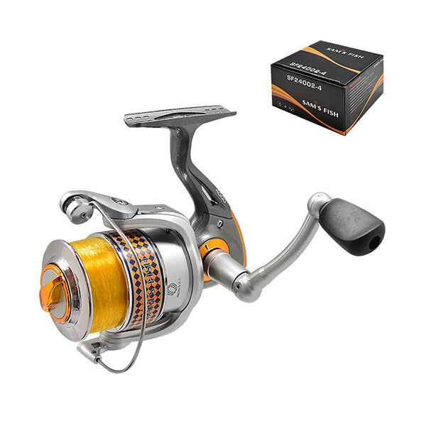 

Катушка Sams Fish фрикцион задний, 3bb 4000 с леской, графитовая шпуля MMS-SF24002-4