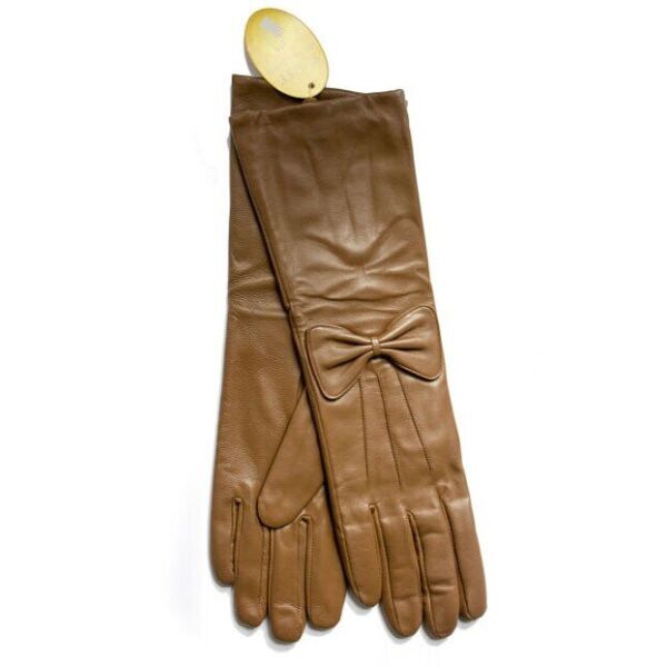 

Женские коричневые кожаные длинные перчатки Shust Gloves L