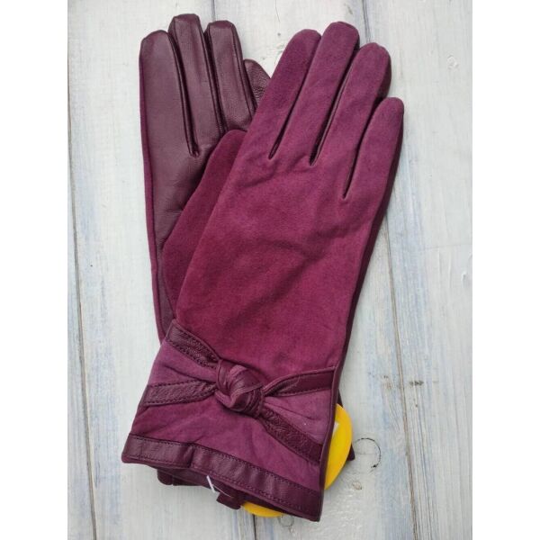 

Перчатки женские сливовые комбинированные кожа+замша 719s3 L Shust Gloves