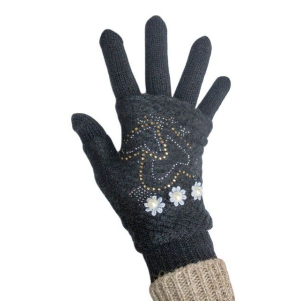 

Вязаные черные женские перчатки-митенки Shust Gloves