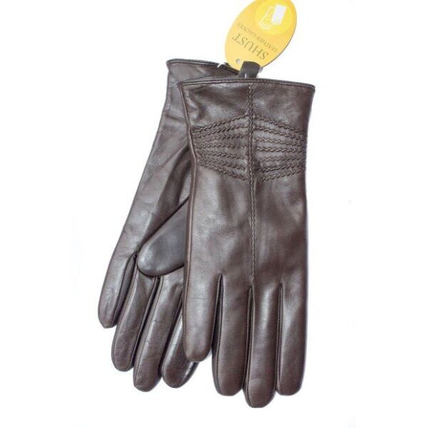 

Темно-коричневые кожаные женские перчатки Shust Gloves