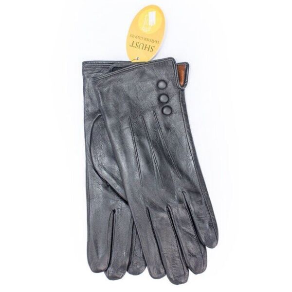 

Черные женские перчатки из кожи ягненка Shust Gloves L