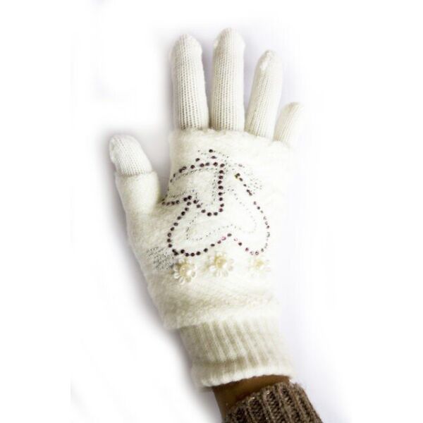 

Вязаные женские белые перчатки-митенки Shust Gloves