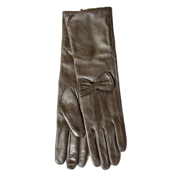 

Женские темно-коричневые кожаные длинные перчатки Shust Gloves L