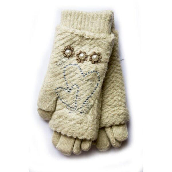 

Вязаные белые женские перчатки-митенки Shust Gloves