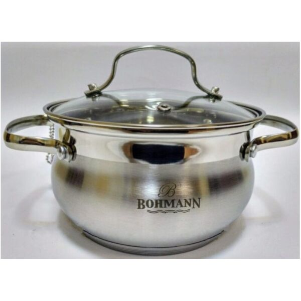 

Кастрюля из нержавеющей стали с крышкой Bohmann 7,6л Ø26 см. с индукционным дном (BH 5114-26)
