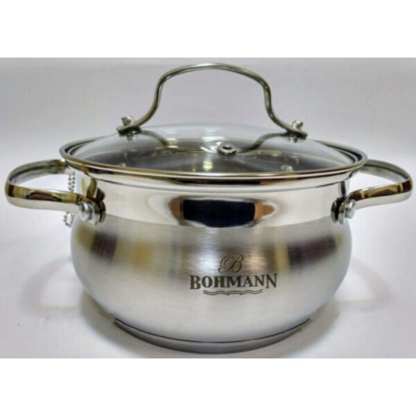 

Кастрюля из нержавеющей стали Bohmann 4.7 л Ø22 см с индукционным дном и стеклянной крышкой (5114-22 BH)