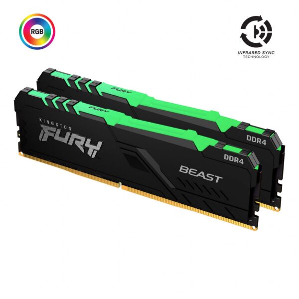 

Модуль памяти для компьютера DDR4 32GB (2x16GB) 3733 MHz Fury Beast RGB Kingston Fury (ex.HyperX) (KF437C19BB1AK2/32)