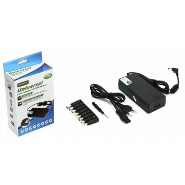 

Блок питания к ноутбуку Merlion 120W Universal, ручн. регулювання, 8 роз'ємів, 1*USB 5V/2.4A (YT-UPS120W)