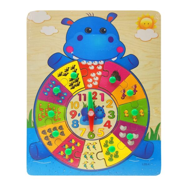 

Деревянная игрушка Часы Bambi MD 2036 (Бегемот)