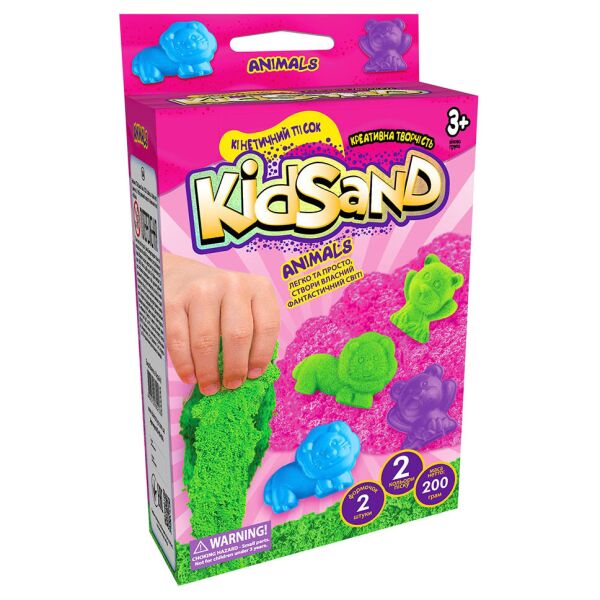 

Набор креативного творчества "Кинетический песок"KidSand" Danko Toys KS-05 мини, 200 г, укр (Animals Pink)