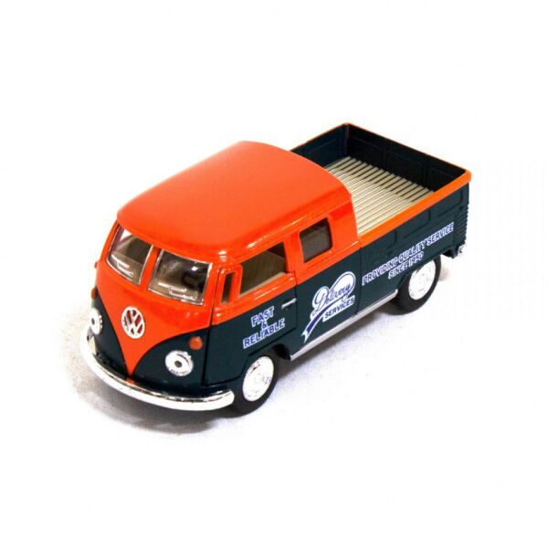 

Машинка Volkswagen Bus Double Cab Pickup Delivery 1963 Kinsmart KT5396W инерционная, 1:34 (Оранжевый)