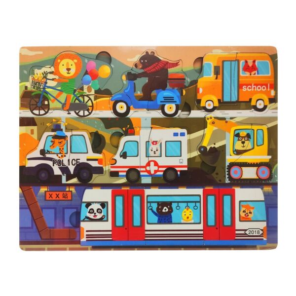 

Деревянная игрушка Пазлы Bambi MD 2561 (Транспорт с трамваем)