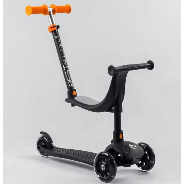 

Самокат 3в1 с сиденьем и родительской ручкой Best Scooter LITE Черный (sa352)